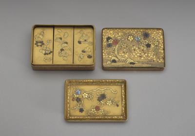 图片[3]-Set of square maki-e lacquer boxes, decorated with cherry blossom designs, Japan, 18th century-China Archive